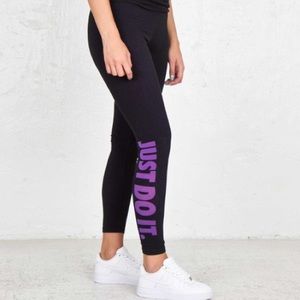 New Nike Just Do It Leggings with Purple Words